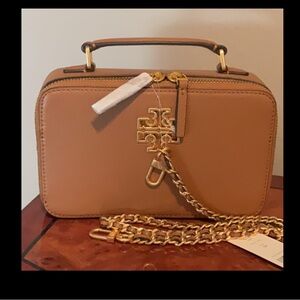 ON HOLD FOR TERESA Tory Burch Brown Mini Bag with Gold Accents